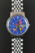 GENTLEMEN'S OMEGA MICKEY MOUSE BLUE DIAL, BRACELET WATCH, REF 166.0215, CAL 1020, VINTAGE