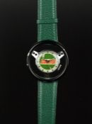 NOVELTY CASTROL STEERING WHEEL WRISTWATCH, manual wind movement, circular logo dial integrated in
