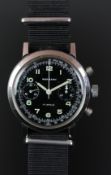 GENTLEMEN'S WAKMANN PILOT CHRONOGRAPH, CAL 188, VINTAGE MANUALLY WOUND WRISTWATCH, circular black