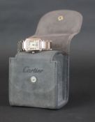 LADIES' CARTIER TANK FRANCAISE 18K WHITE GOLD WRISTWATCH REF. 2403, rectangular off white dial