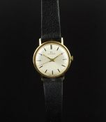 GENTLEMEN'S GARRARD MANUAL WIND WRISTWATCH, 34mm circular 9ct gold case, inscription to case back,