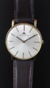 GENTLEMEN'S JAEGER-LECOULTRE, JLC, GOLD DRESS WATCH, VINTAGE MANUALLY WOUND WRISTWATCH, circular