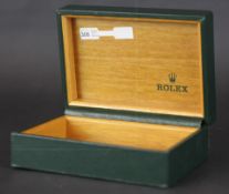 ROLEX VINTAGE GREEN WATCH BOX WITH WOODEN INTERIOR, MISSING INTERIOR.