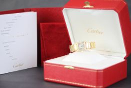 LADIES' CARTIER TANK FRANCAISE 18K YELLOW GOLD WRISTWATCH REF. 2385 W/ BOX AND PAPERS, rectangular