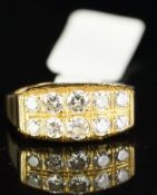 Ten stone diamond half eternity ring, two rows of round brilliant cut diamonds, estimated total