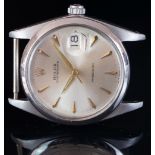 GENTLEMEN'S ROLEX OYSTER DATE PRECISION WRISTWATCH REF. 6694, circular silver dial with gold ice