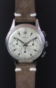 RARE GENTLEMEN'S ZENITH EXCELSIOR PARK CHRONOGRAPH, circular silver triple register dial with dagger