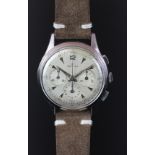 RARE GENTLEMEN'S ZENITH EXCELSIOR PARK CHRONOGRAPH, circular silver triple register dial with dagger