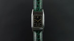 GENTLEMEN'S MAPPIN & WEBB VINTAGE WRISTWATCH, rectangular black lacquer dial with gold Arabic