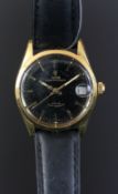 GENTLEMEN'S TUDOR PRINCE OYSTERDATE, GOLD PLATED, VINTAGE AUTOMATIC WRISTWATCH, circular black