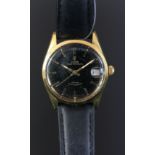 GENTLEMEN'S TUDOR PRINCE OYSTERDATE, GOLD PLATED, VINTAGE AUTOMATIC WRISTWATCH, circular black