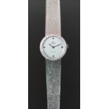 LADIES' 18K WHITE GOLD OMEGA DE VILLE, DIAMOND BEZEL, ORIGINAL 18K BRACELET, REF 7266, VINTAGE