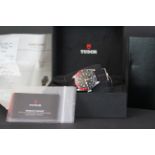 GENTLEMEN'S TUDOR BLACK BAY GMT, 79830RB, W/BOX & PAPERS, AUTOMATIC WRISTWATCH, circular black