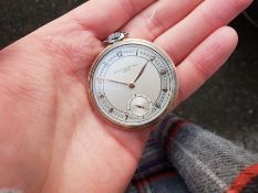 PATEK PHILIPPE KEYLESS POCKETWATCH, BRUSHED STEEL WITH SUBSIDIARY SECONDS, MANUALLY WOUND POCKET