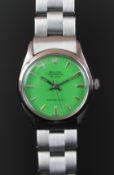 GENTLEMEN'S ROLEX AIRKING, GREEN DIAL, ROLEX RIVET BRACELET, VINTAGE AUTOMATIC WRISTWATCH,