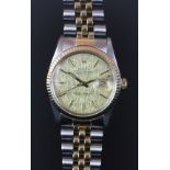 GENTLEMEN'S ROLEX OYSTER PERPETUAL DATEJUST WRISTWATCH REF. 16013, circular linen dial with gold