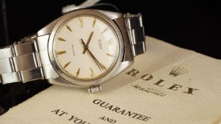 GENTLEMEN'S ROLEX OYSTER PRECISION WRISTWATCH W/ PAPERS, circular cream dial with gold faceted