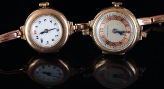 TWO 9CT GOLD WATCHES, one signed Prestige, both in 9ct cases