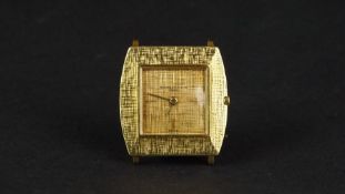 MID SIZE VACHERON & CONSTANTIN 18ct GOLD VINTAGE WRISTWATCH, square linen two tone gold dial with