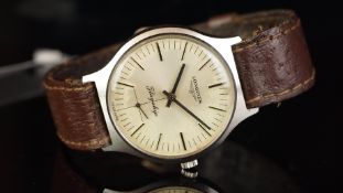 GENTLEMEN'S LONGINES FLAGSHIP VINTAGE WRISTWATCH, circular off white dial with baton hour markers