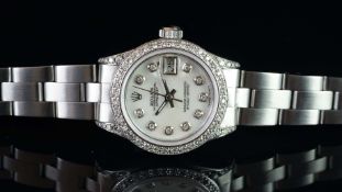 LADIES' ROLEX OYSTER PERPETUAL DATEJUST, MOTHER OF PEARL DIAMOND DIAL & CASE, REF. 6917, CIRCA 1973,