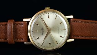 GENTLEMEN'S 18K GOLD TESTED MAJEX, DRESS WATCH, VINTAGE MANUALLY WOUND WRISTWATCH, circular silver