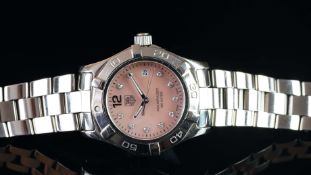 LADIES' TAG HEUER AQUARACER, PINK MOTHER OF PEARL AND DIAMONDS DIAL, ORIGINAL BRACELET, QUARTZ