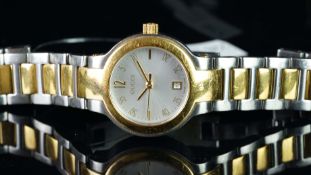 LADIES' GUCCI WRISTWATCH, circular dial with date aperture, numbered 8900L, 0031447, bi-colour bezel