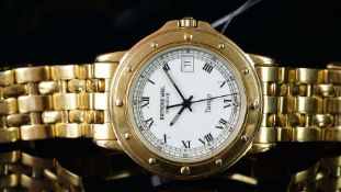 GENTLEMEN'S RAYMOND WEIL TANGO WRISTWATCH, circular white dial with Roman numerals and a date