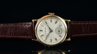 GENTLEMEN'S ROLEX UNICORN 9K GOLD, GUILLOCHE DIAL, BRITISH MADE CASE, CIRCA. 1929, VINTAGE