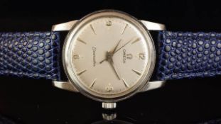 GENTLEMEN'S OMEGA SEAMASTER VINTAGE WRISTWATCH, circular silver dial with silver dagger hour marker,
