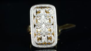 Diamond dress ring, open work design, mounted in hallmarked 18ct yellow gold, estimated total