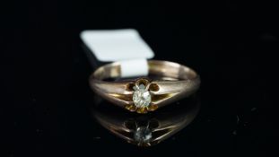 Single stone old cut diamond ring, mounted in unmarked yellow metal tested as 9ct gold, finger