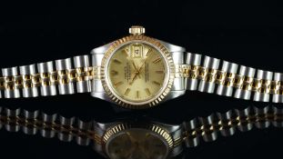 LADIES' ROLEX OYSTER PERPETUAL DATEJUST, REF. 69173, BI-METAL, JUBILEE BRACELET, CIRCA 1986,