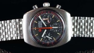 RARE GENTLEMEN'S ROAMER STINGRAY CHRONOGRAPH, VALJOUX 72, ORIGINAL BRACELET, CIRCA. 1973, W/BOX &