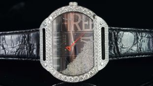 RARE GENTLEMEN'S DUNAMIS SPARTAN FLOATING DIAMONDS, REF. H0118, FULL DIAMOND CASE, APPROX 11CT