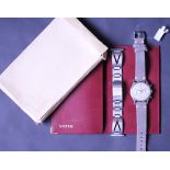 RARE GENTLEMEN'S VETTA PUMP PUSHER CHRONOGRAPH, VALJOUX 23, ORIGINAL BRACELET, LEATHER VETTA POUCH &