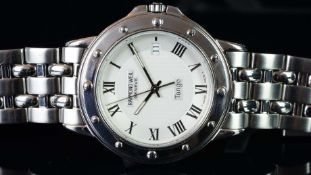 GENTLEMEN'S RAYMOND WEIL TANGO WIRSTWATCH, circular two tone dial with silver Roman numeral hour