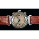 GENTLEMEN'S LEBOIS & CO VINTAGE CHRONOGRAPH WRISTWATCH, circular patina twin register dial with