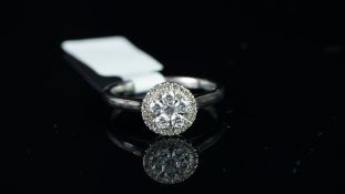 New Unused - Diamond cluster ring, six brilliant cut diamonds set with a border of diamonds, mounted