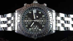 GENTLEMEN'S BREITLING CHRONOMAT LONGITUDE CHRONOGRAPH WRISTWATCH REF. A20048, circular grey triple