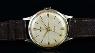 GENTLEMEN'S SMITHS WRISTWATCH, circular patina dial with gold hour markers and hands and a red arrow