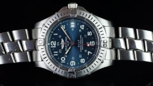 GENTLEMEN'S BREITLING COLT BLUE DIAL, REF. A74350, BRACELET WATCH, QUARTZ WRISTWATCH, circular