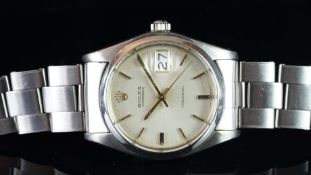 GENTLEMEN'S ROLEX OSYTER DATE PRECISION WRISTWATCH REF. 6694, circular silver dial with gold and