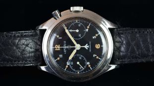 RARE GENTLEMEN'S LEMANIA MONOPUSHER CHRONOGRAPH, CROWS FOOT, MILITARY WATCH, CIRCA. 1964, CAL