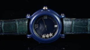 LADIES' CHOPARD HAPPY STAR, CANNES 1998, LIMITED EDITION OF 1000, BLUE QUARTZ WRISTWATCH, circular