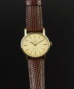 LADIES' OMEGA GENEVE GOLD PLATED DRESS WATCH, MANUALLY WOUND VINTAGE WRISTWATCH, oval gold tone dial