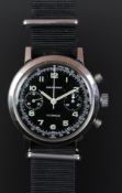 GENTLEMEN'S WAKMANN PILOT CHRONOGRAPH, CAL 188, VINTAGE MANUALLY WOUND WRISTWATCH, circular black