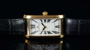 GENTLEMEN'S MAURICE LACROIX WRISTWATCH, rectangular guilloche dial with Roman numerals and inner