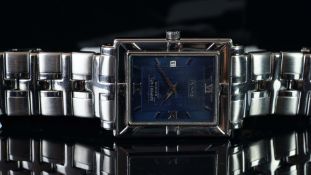 GENTLEMEN'S RAYMOND WEIL PARSIFAL, BLUE DIAL RECTANGULAR WATCH, REF. 9331, BRACELET, QUARTZ